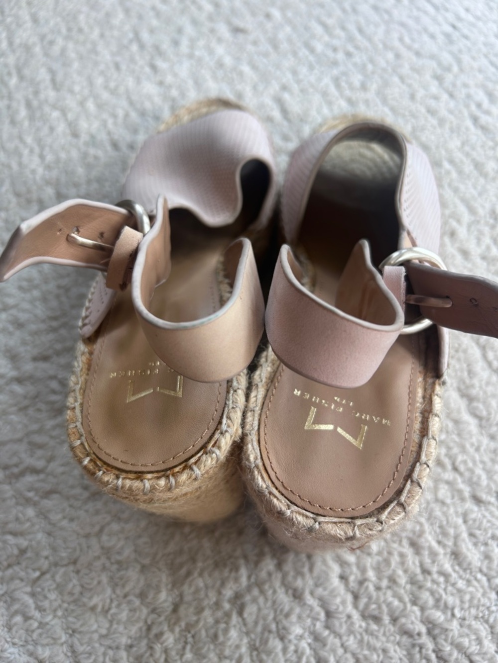 Marc Fisher "Andela" Blush Pink Espadrille Slingback Wedge Sandals - Picture 4 of 8